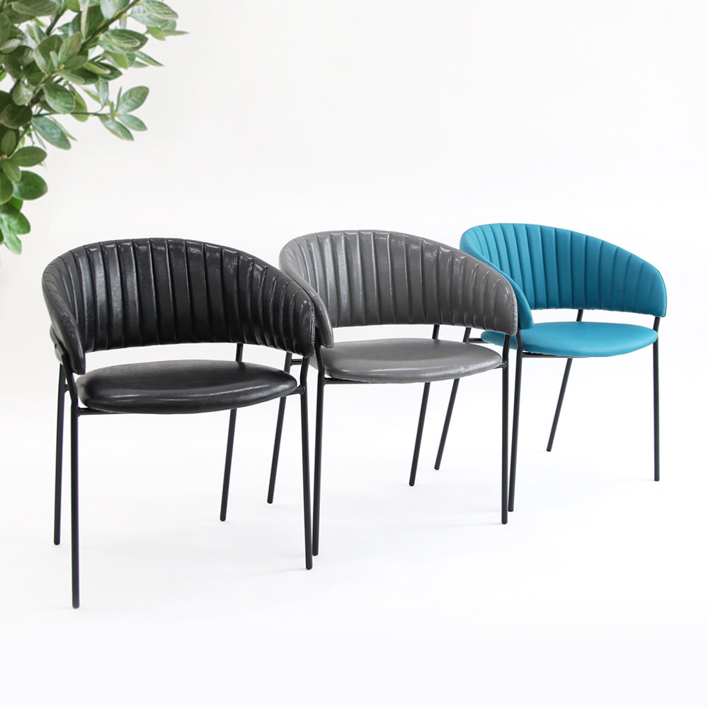 엘리PU 의자 블랙프레임 인테리어 디자인 홈카페 식탁의자