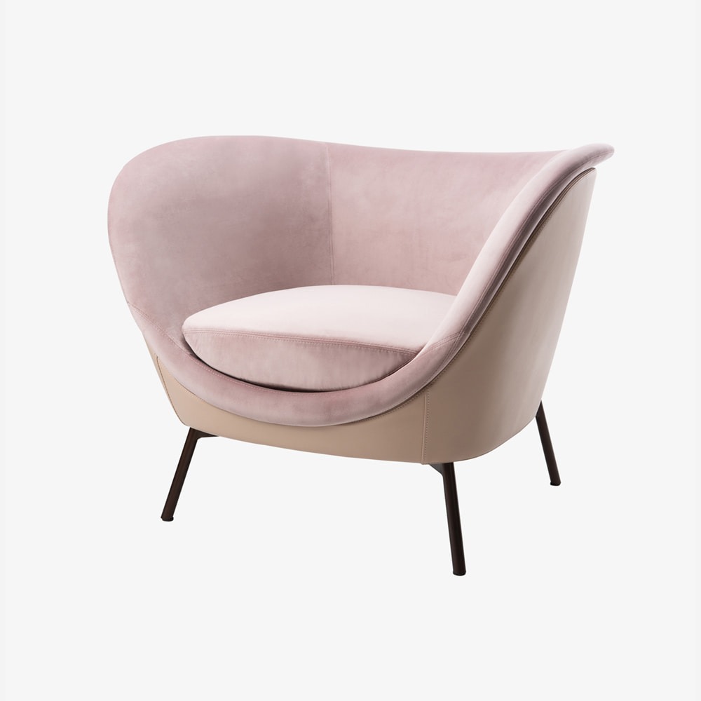 블루밍 핑크 패브릭 1인용 라운지 소파 카페의자