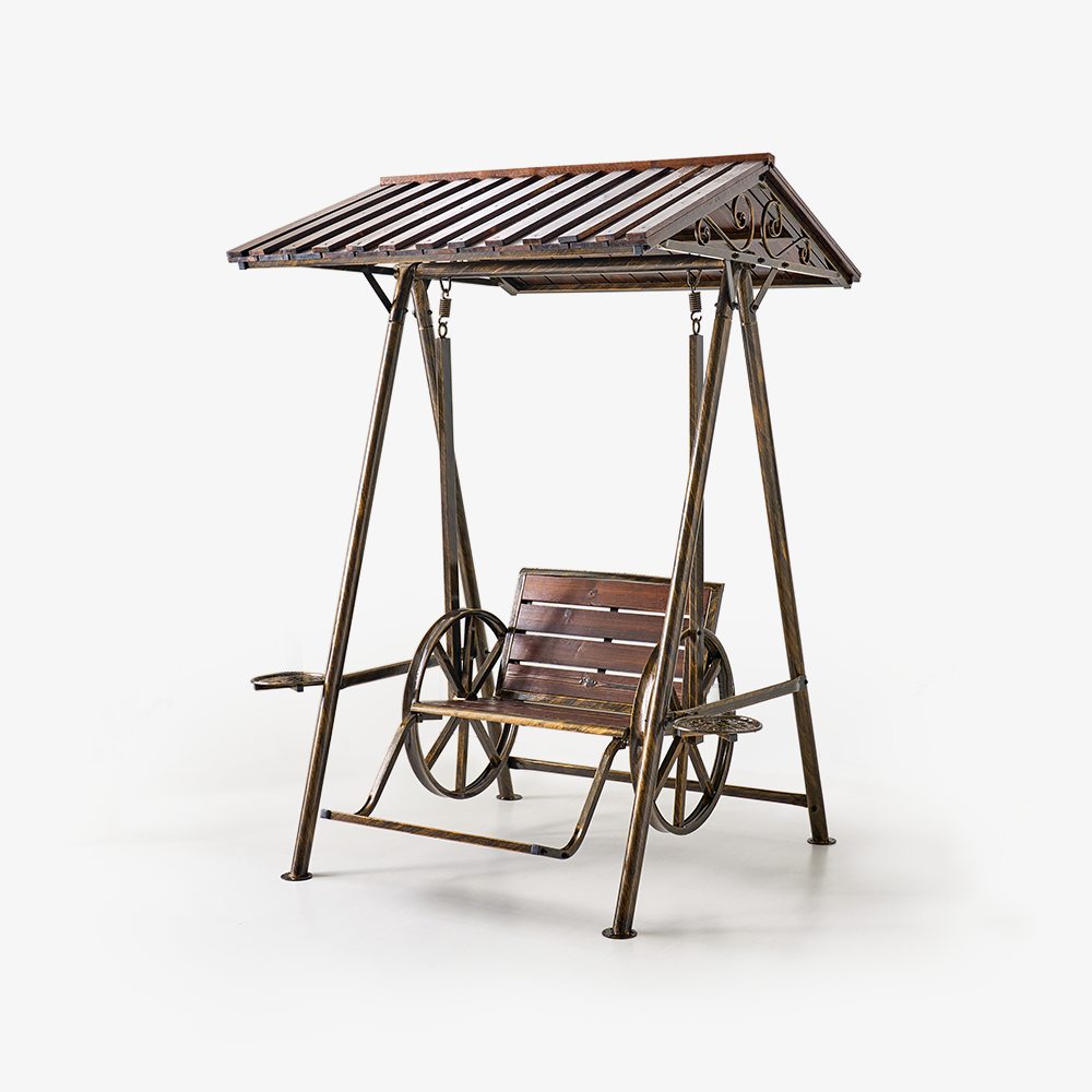 웨건 인테리어 디자인 야외용 소나무원목 철재 1인 카페 그네 의자