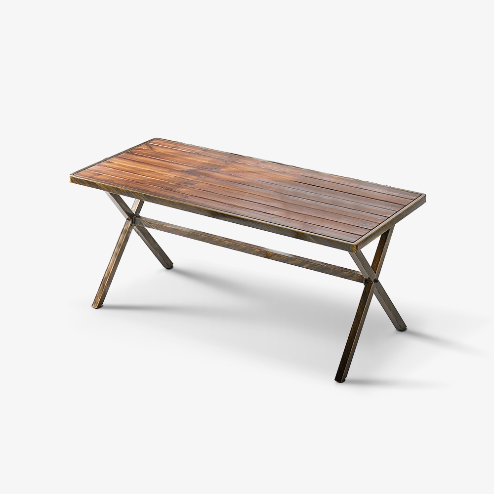 콜로세움 인테리어 디자인 야외용 소나무원목 6인용 사각 철재 카페 테이블