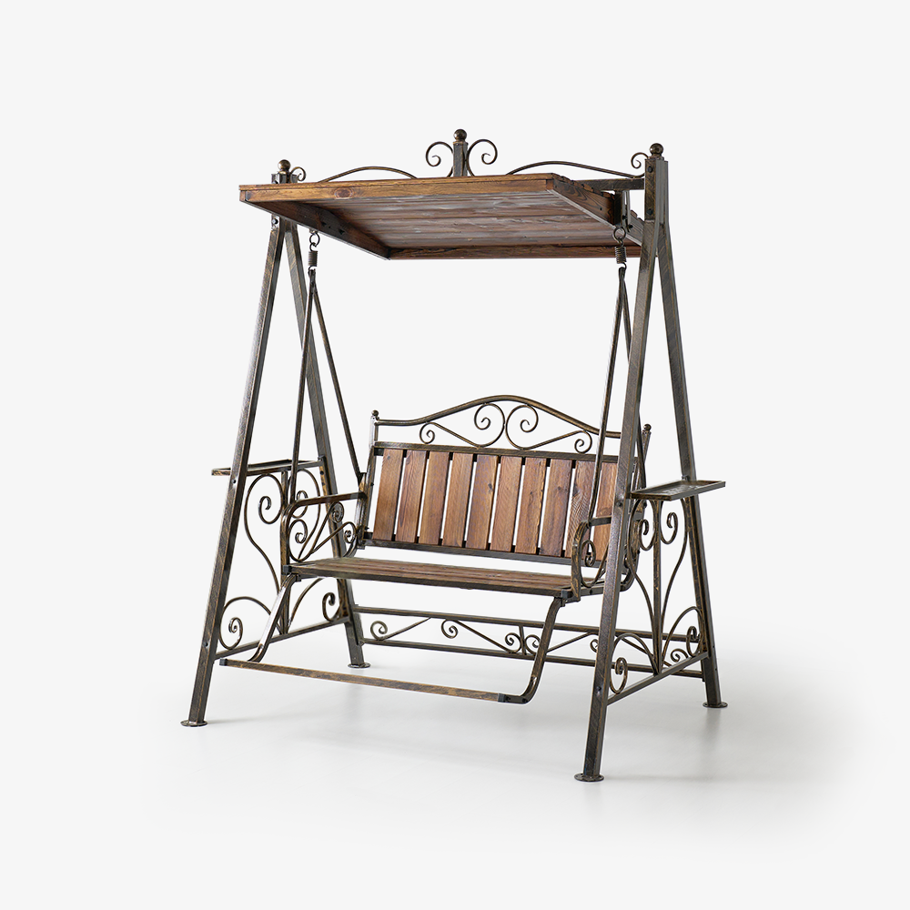 콜로세움 인테리어 디자인 야외용 소나무원목 철재 카페 그네 의자