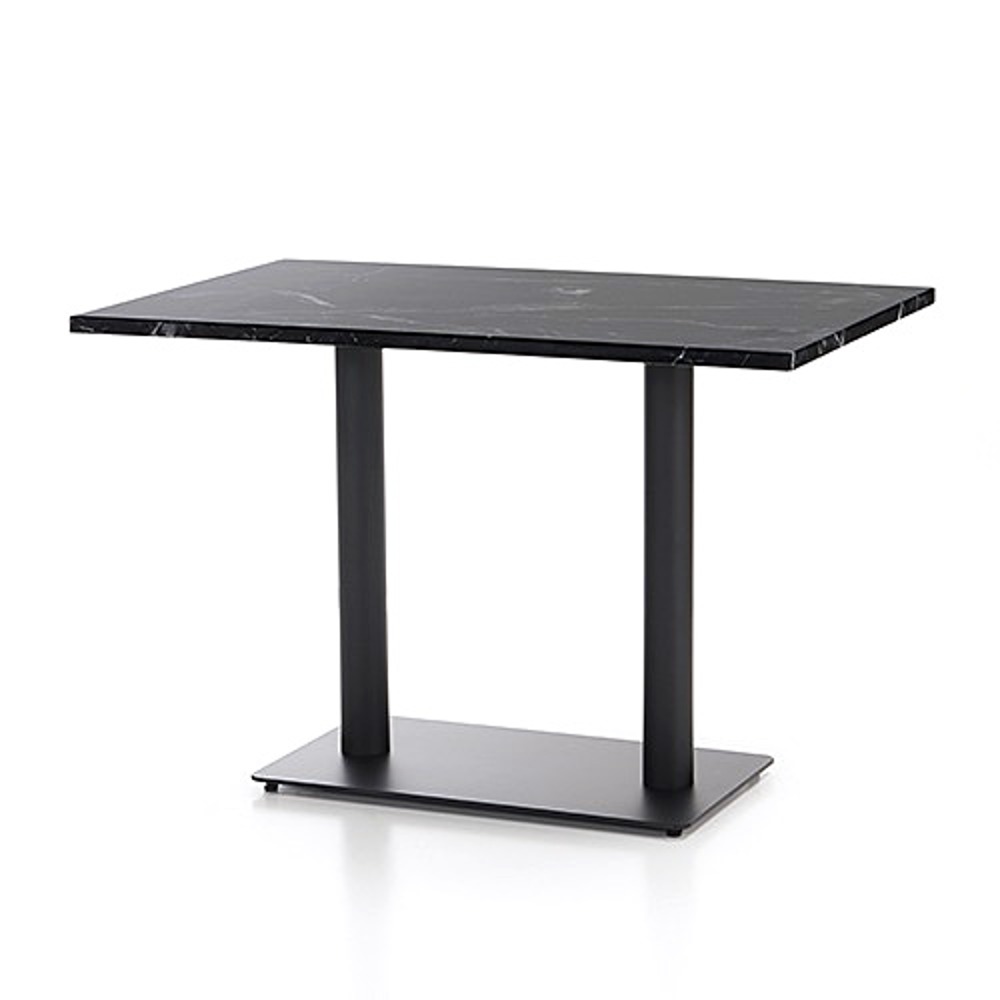 MDF 블랙 스톤 인조대리석 테이블 (사각평판다리 2기둥) 1100x700