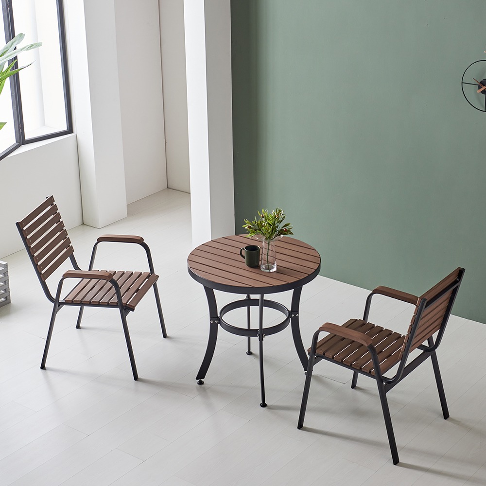 신디 인테리어 디자인 야외용 수지목 원형 700 카페 테라스 테이블