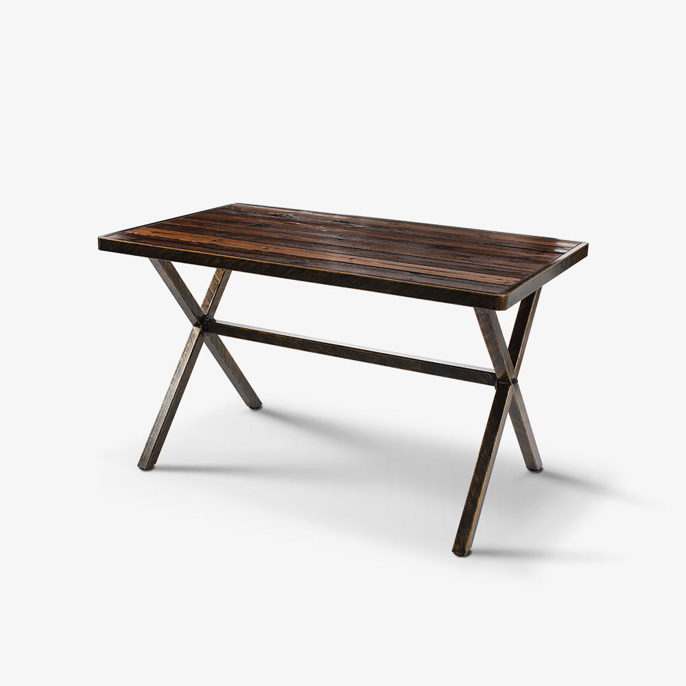 콜로세움 인테리어 디자인 야외용 소나무원목 철재 4인 직사각 카페 테이블