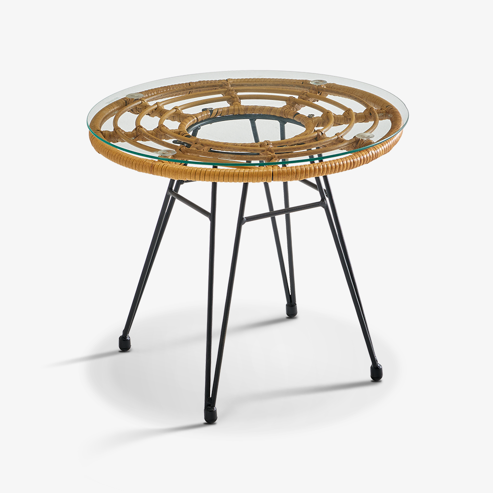 허니비 인테리어 디자인 야외용 강화유리 라탄 철재 카페 테이블